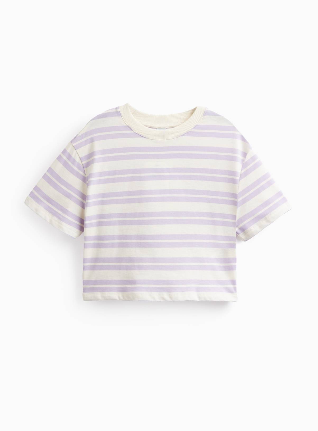 Lilac Stripe Print Boxy Fit T-Shirt 11 years - Image 1