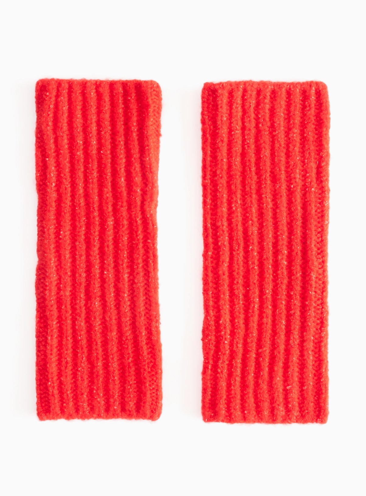 Red Ribbed Knitted Fingerless Gloves One Size - Image 1 thumbnail