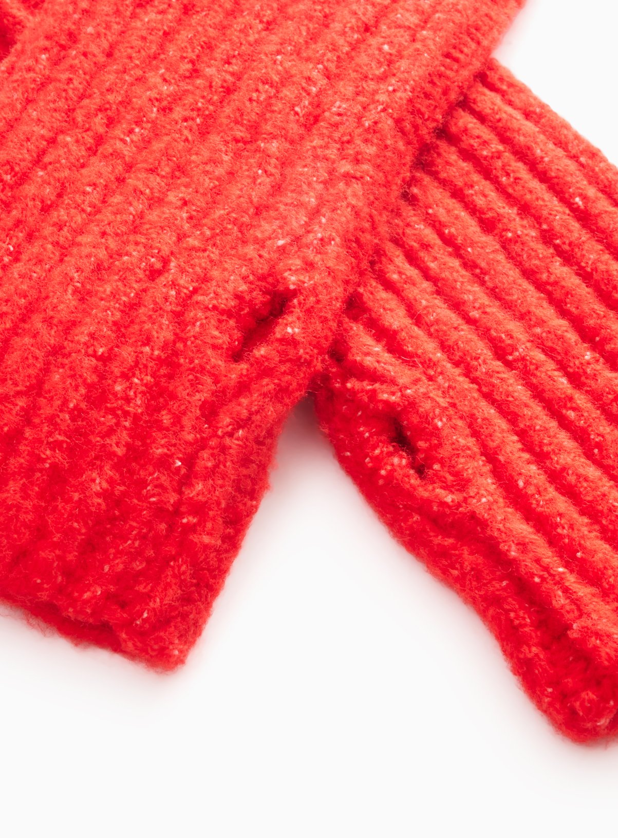 Red Ribbed Knitted Fingerless Gloves One Size - Image 2 thumbnail