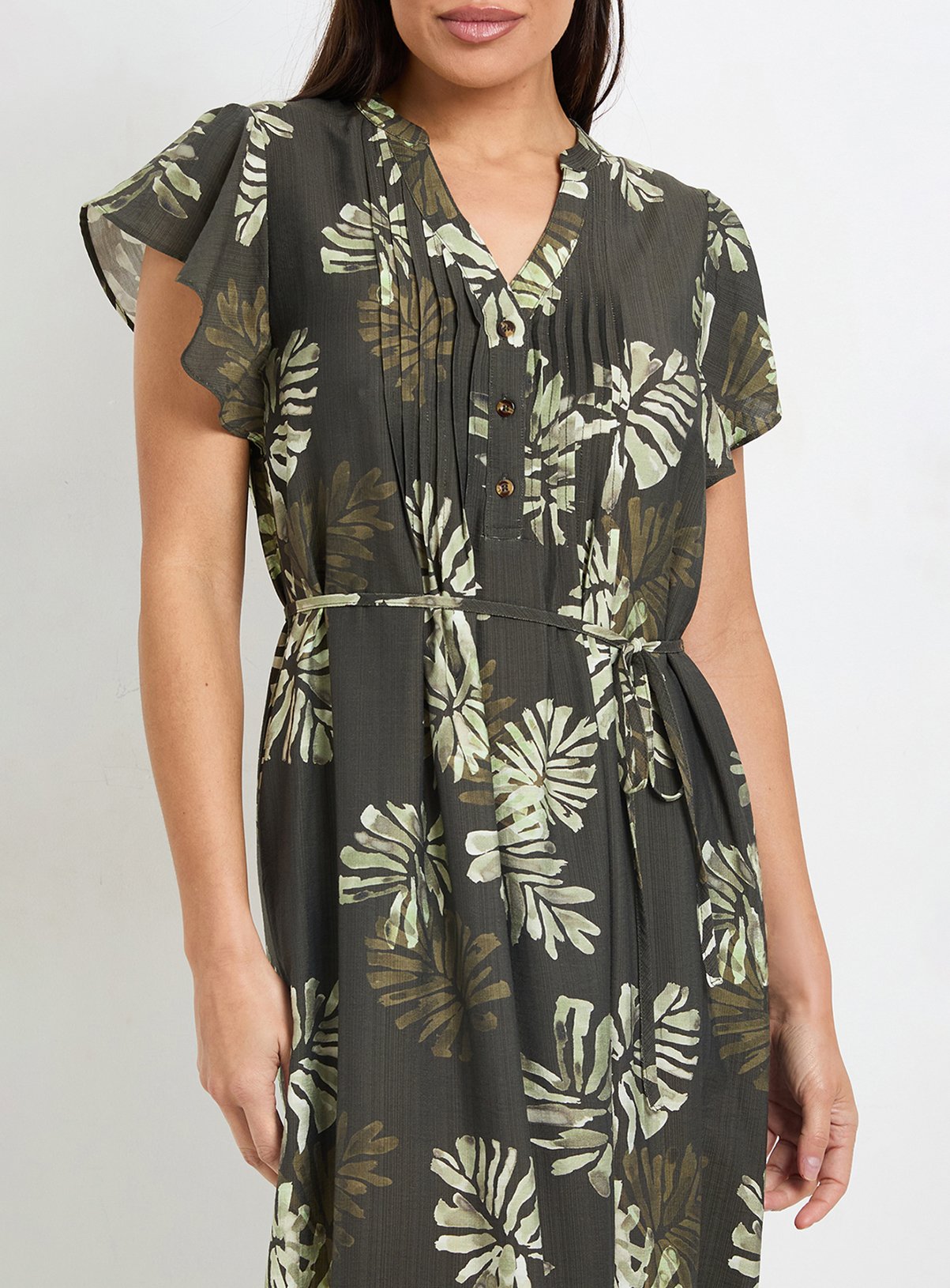 WALLIS Palm Print Pintuck Maxi Dress 8 - Image 5 thumbnail
