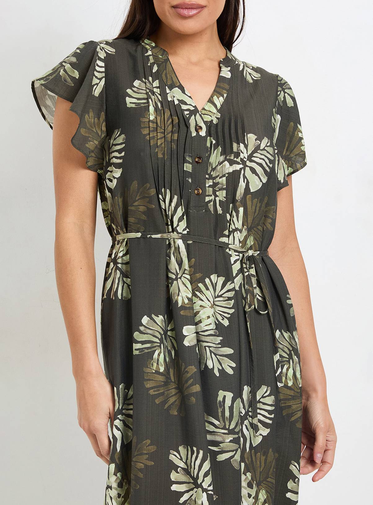 WALLIS Palm Print Pintuck Maxi Dress 8 - Image 5