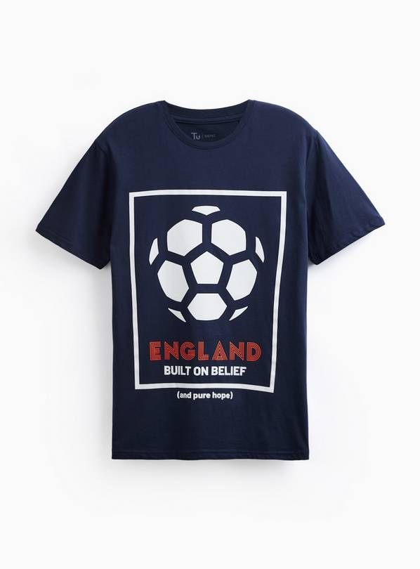 Navy Built on Belief Football Graphic T-Shirt M