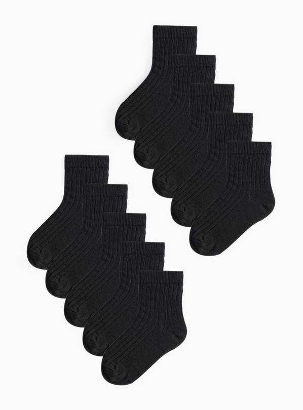 10 Pack Black Ribbed Socks 9-12 Infant