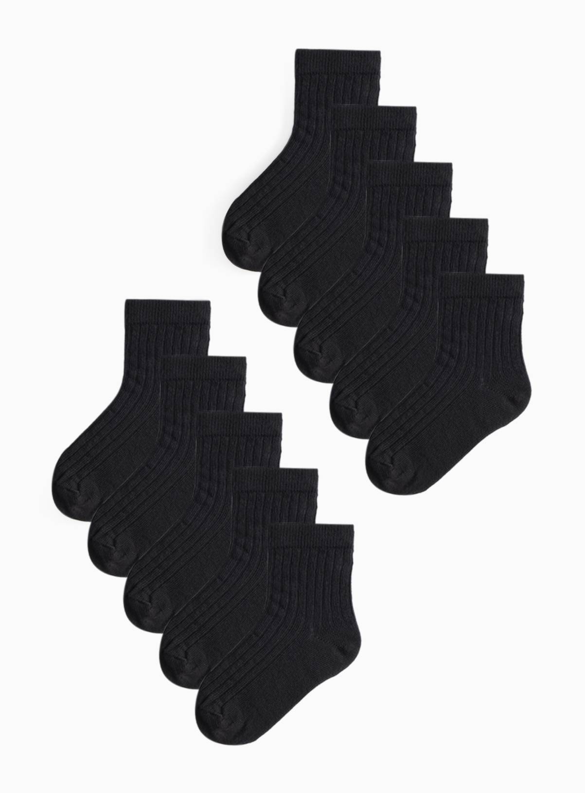 Black Ribbed Socks 10 Pack  12.5-3.5 - Image 1