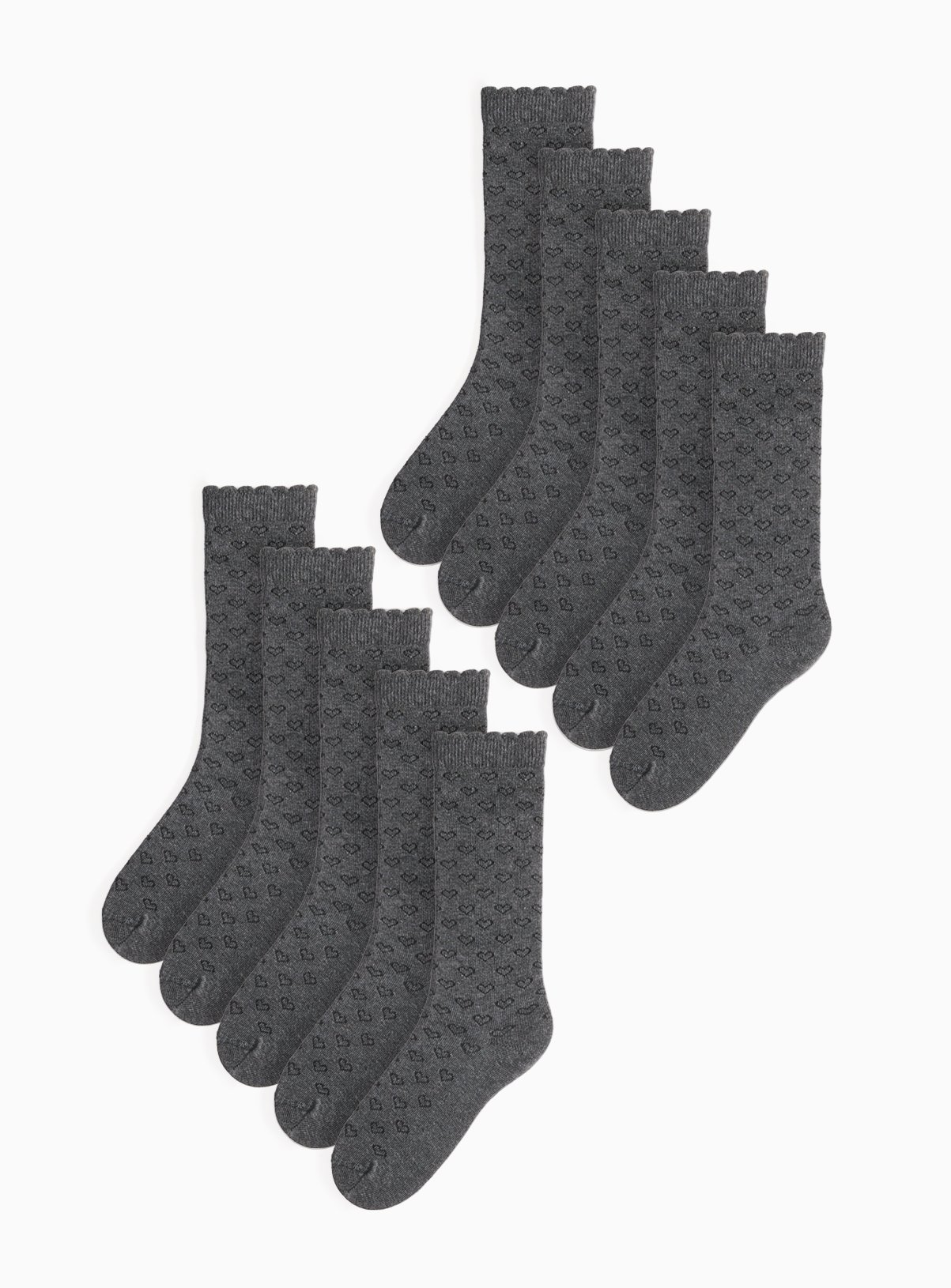 Grey Knee High Heart Socks 10 Pack  9-12 Infant - Image 1 thumbnail