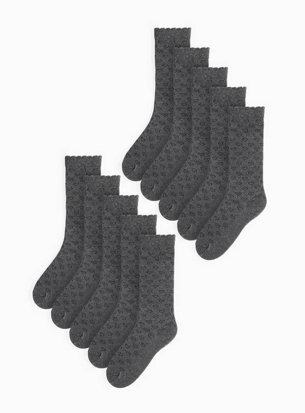Grey Knee High Heart Socks 10 Pack  6-8.5 Infant