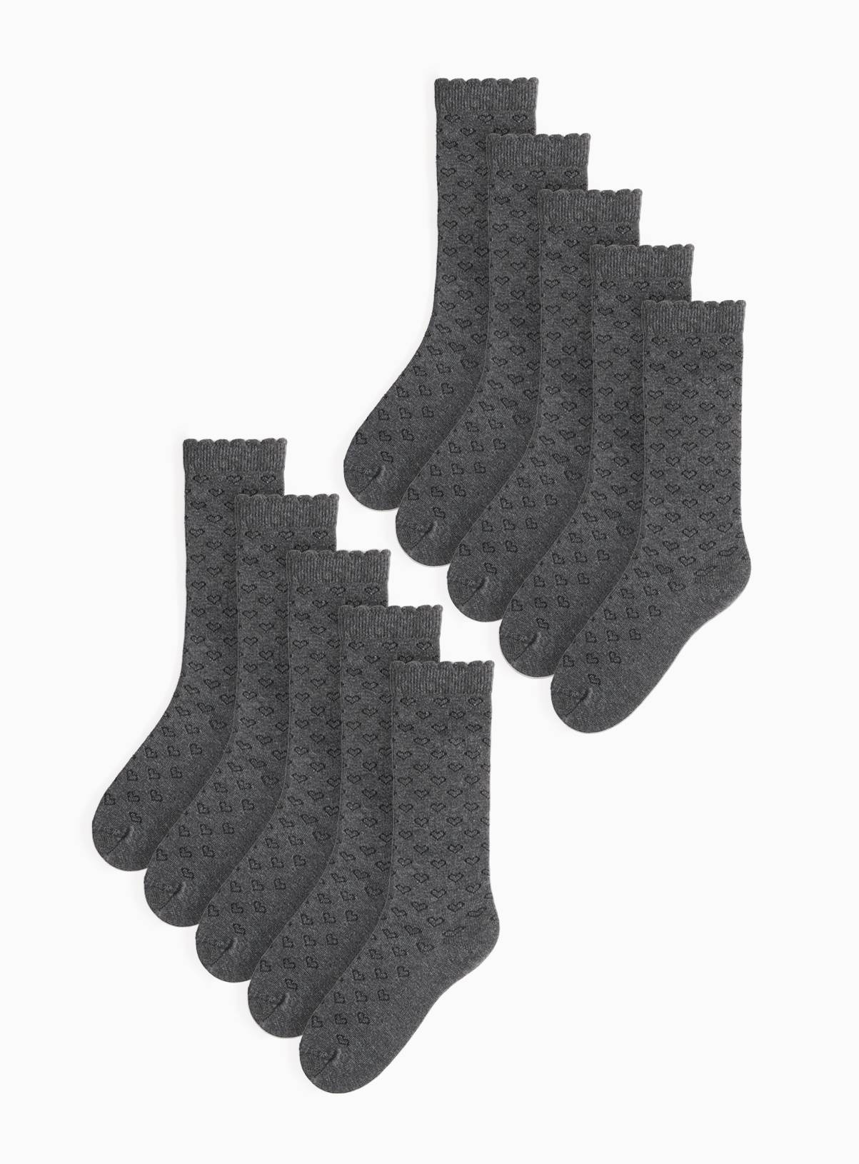 Grey Knee High Heart Socks 10 Pack  9-12 Infant - Image 1