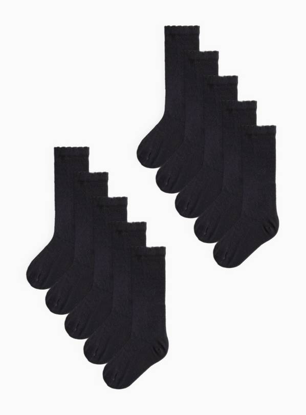 Black Knee High Heart Socks 10 Pack 6-8.5 Infant