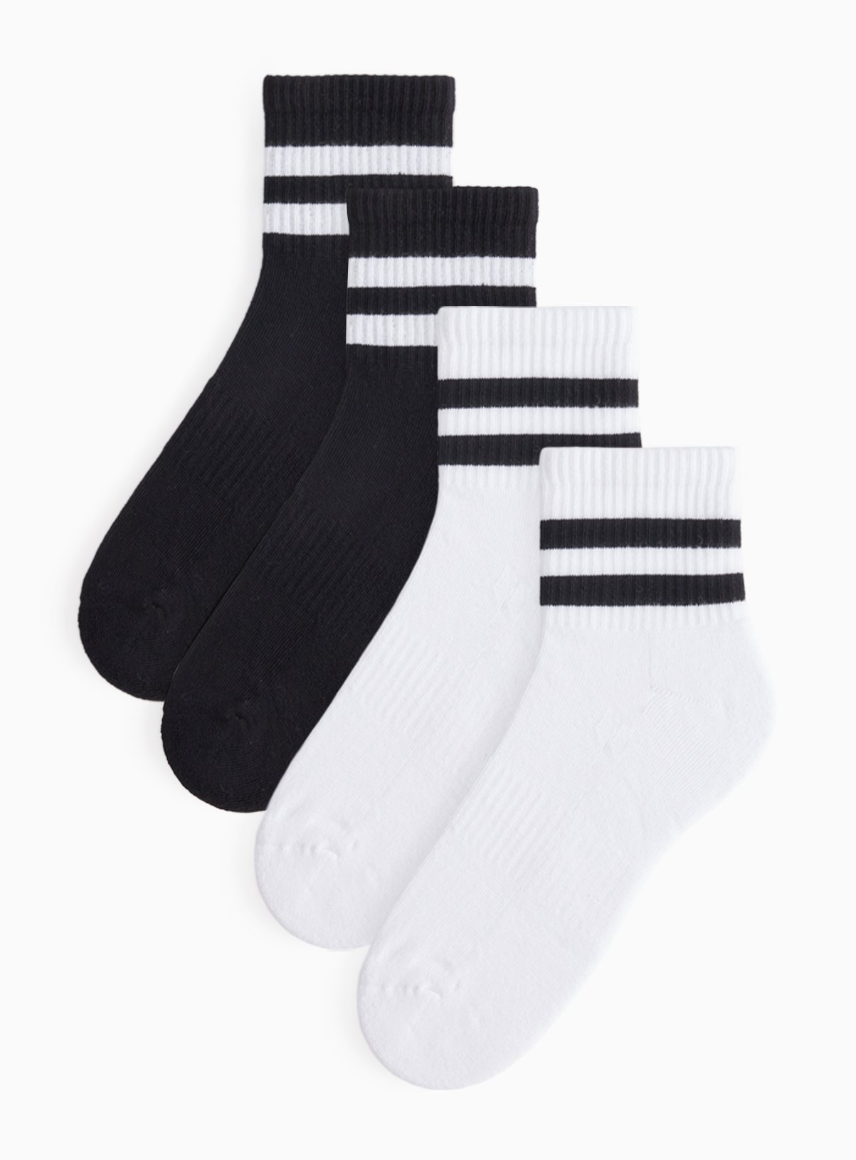 Black & White Striped Ankle Socks 4 Pack 6-8.5 - Image 1 thumbnail