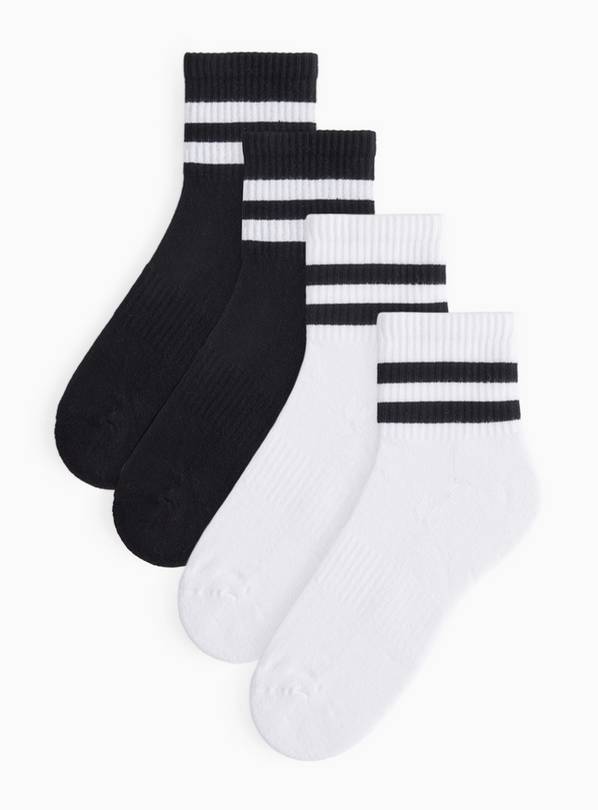 Black & White Striped Ankle Socks 4 Pack 9-12