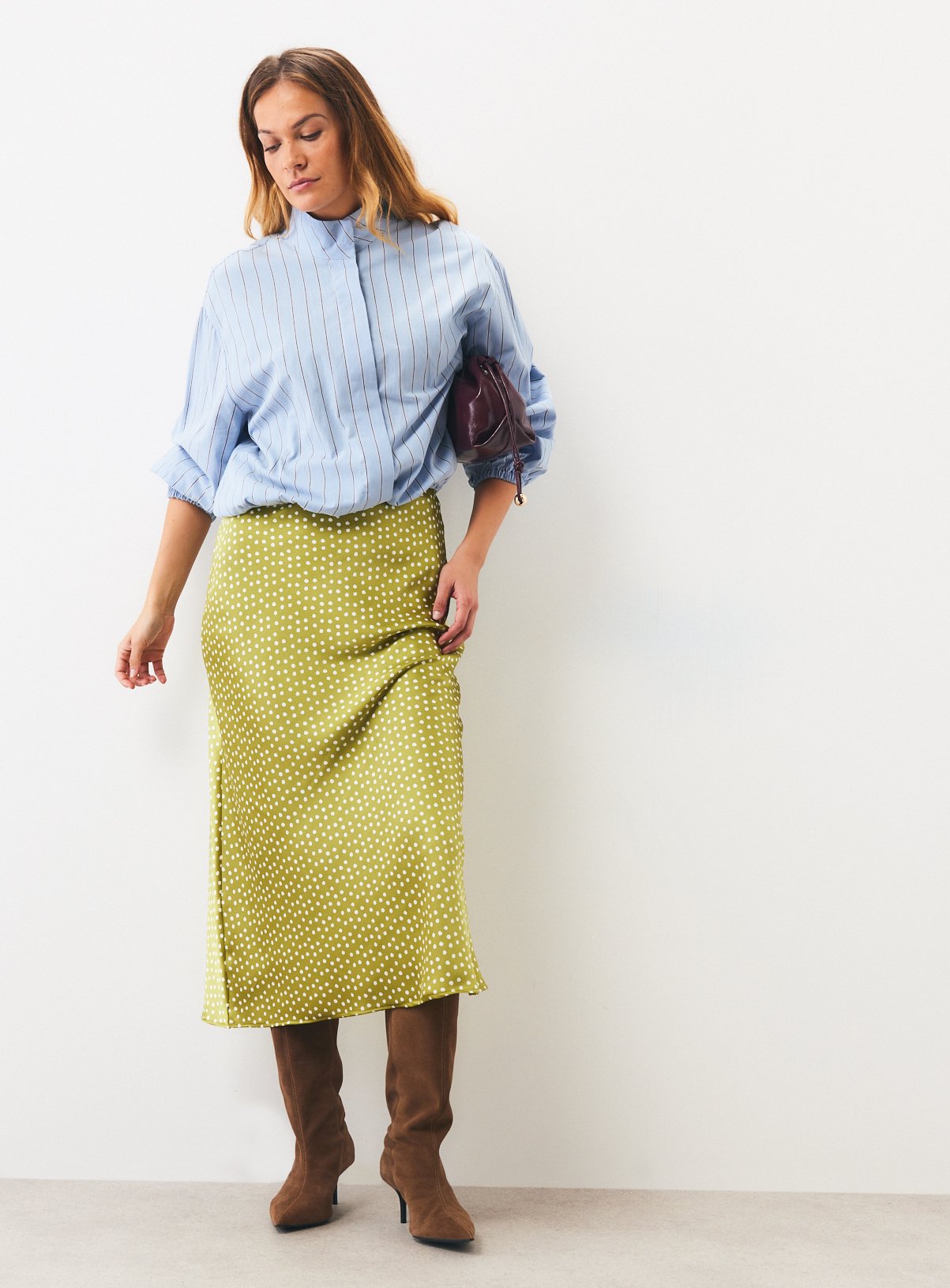 Green Polka Dot Satin Slip Skirt 22 - Image 2 thumbnail