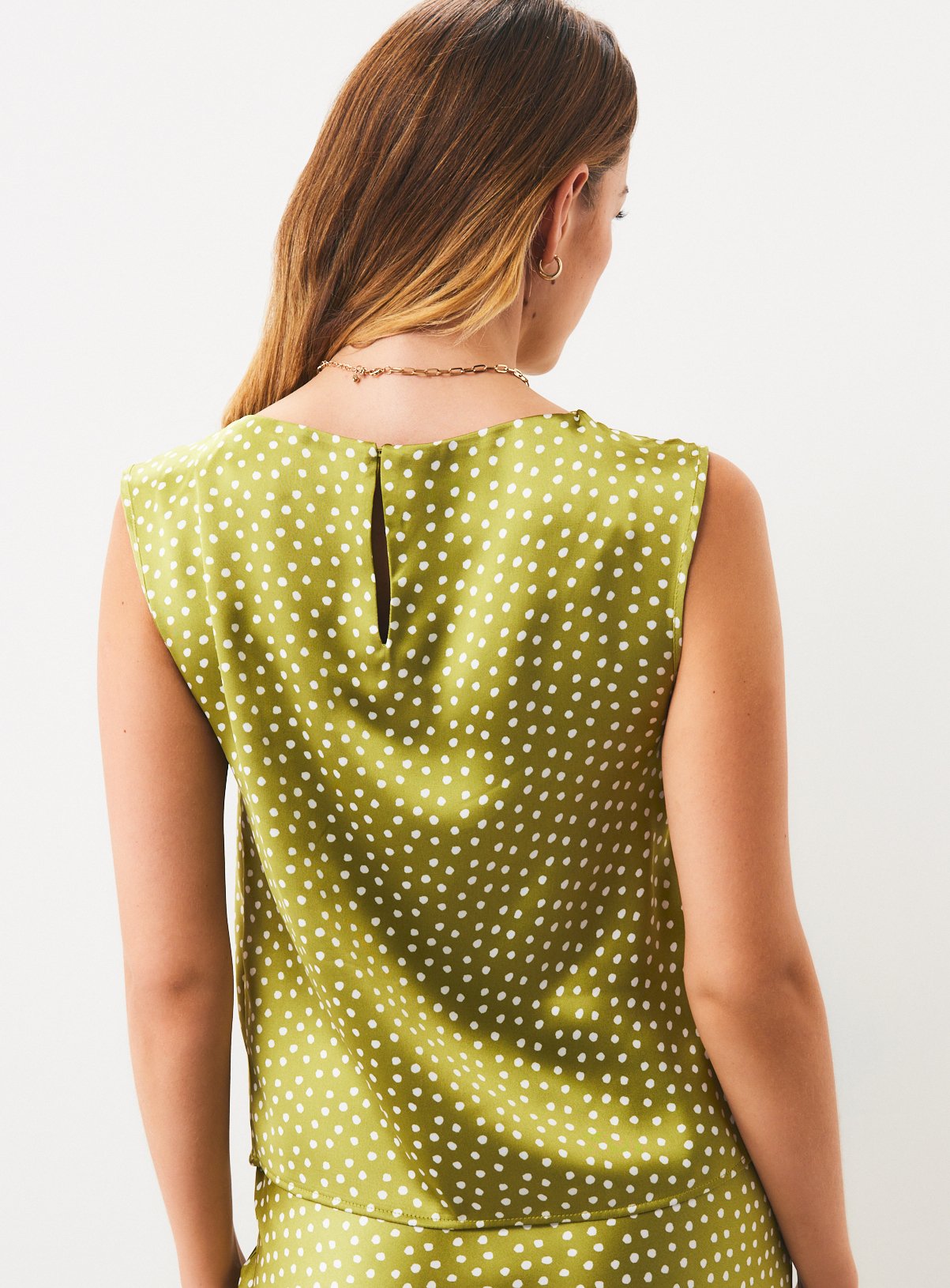 Green Spotted Sleeveless Cowl Neck Top 14 - Image 4 thumbnail