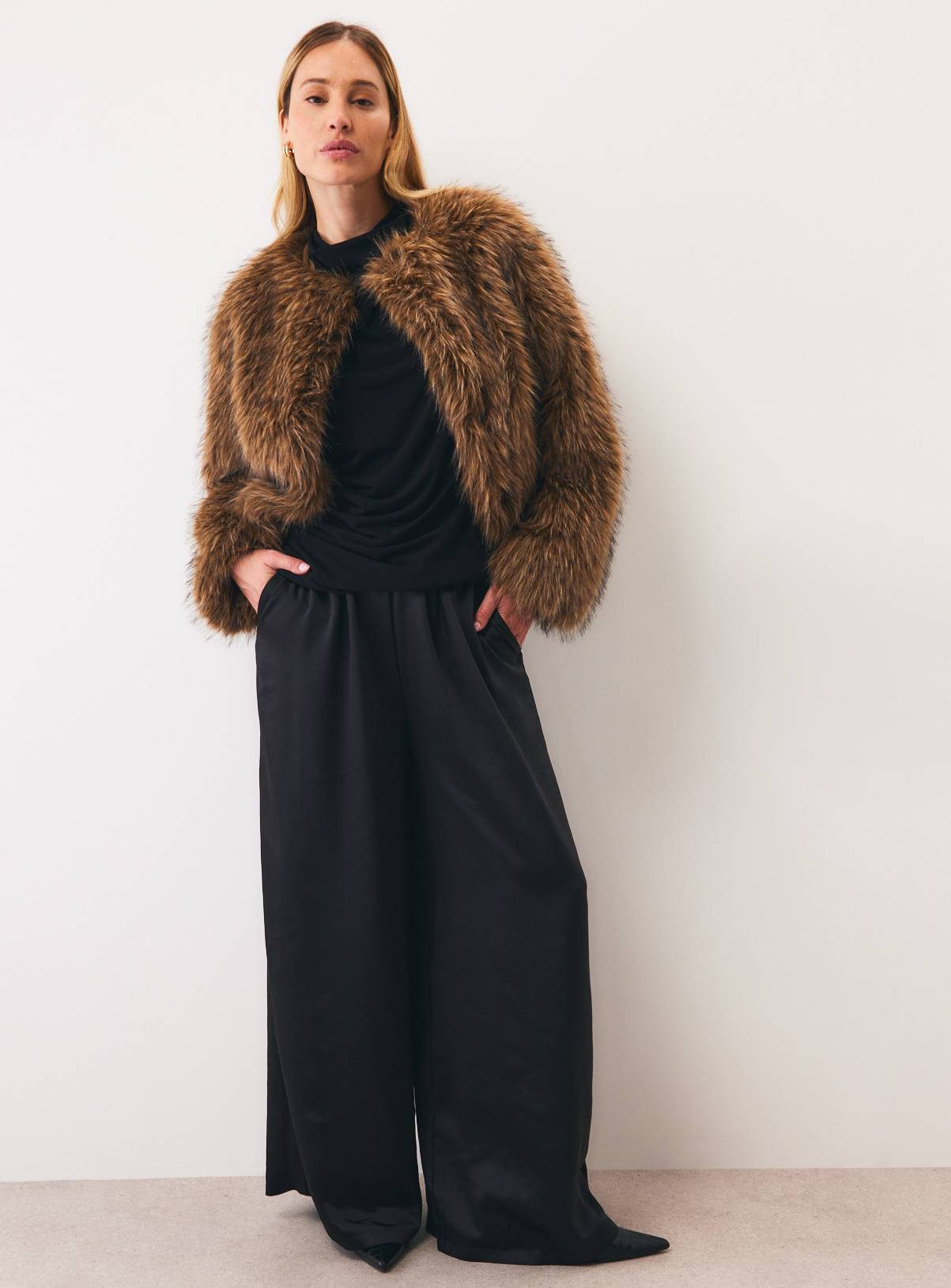 Black Satin Wide Leg Trousers 16 - Image 2