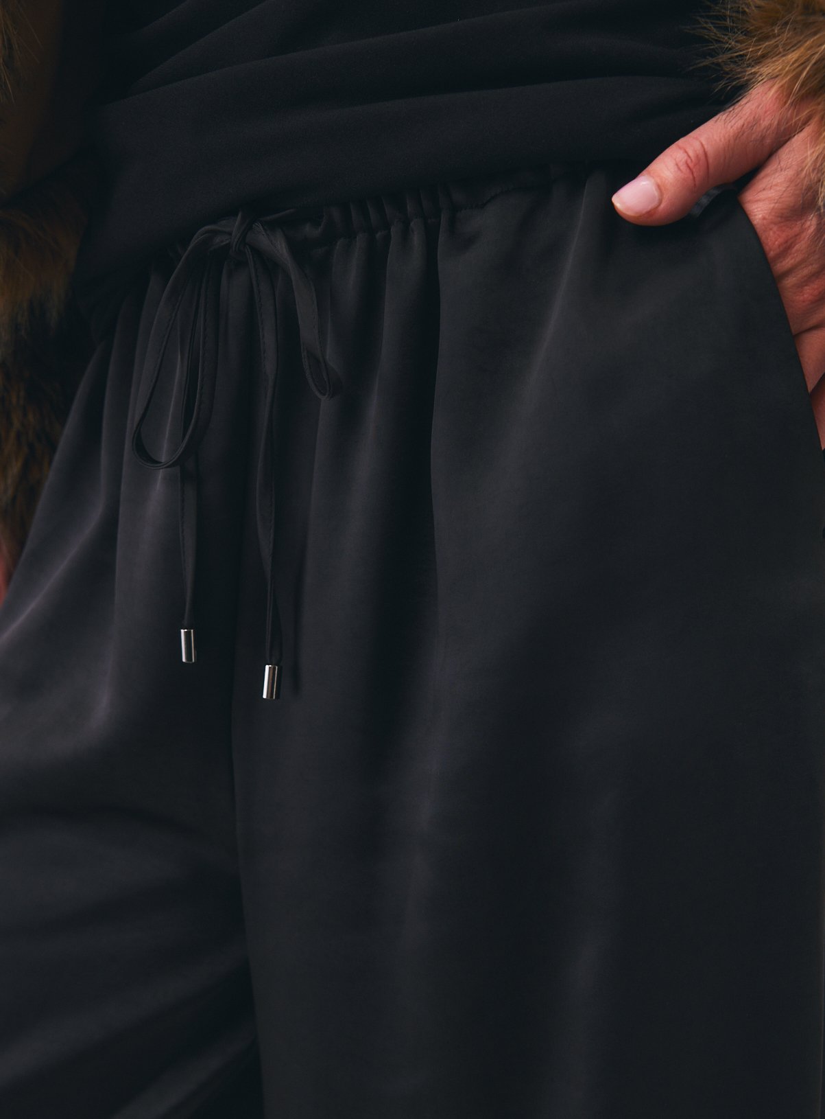 Black Satin Wide Leg Trousers 16 - Image 3 thumbnail