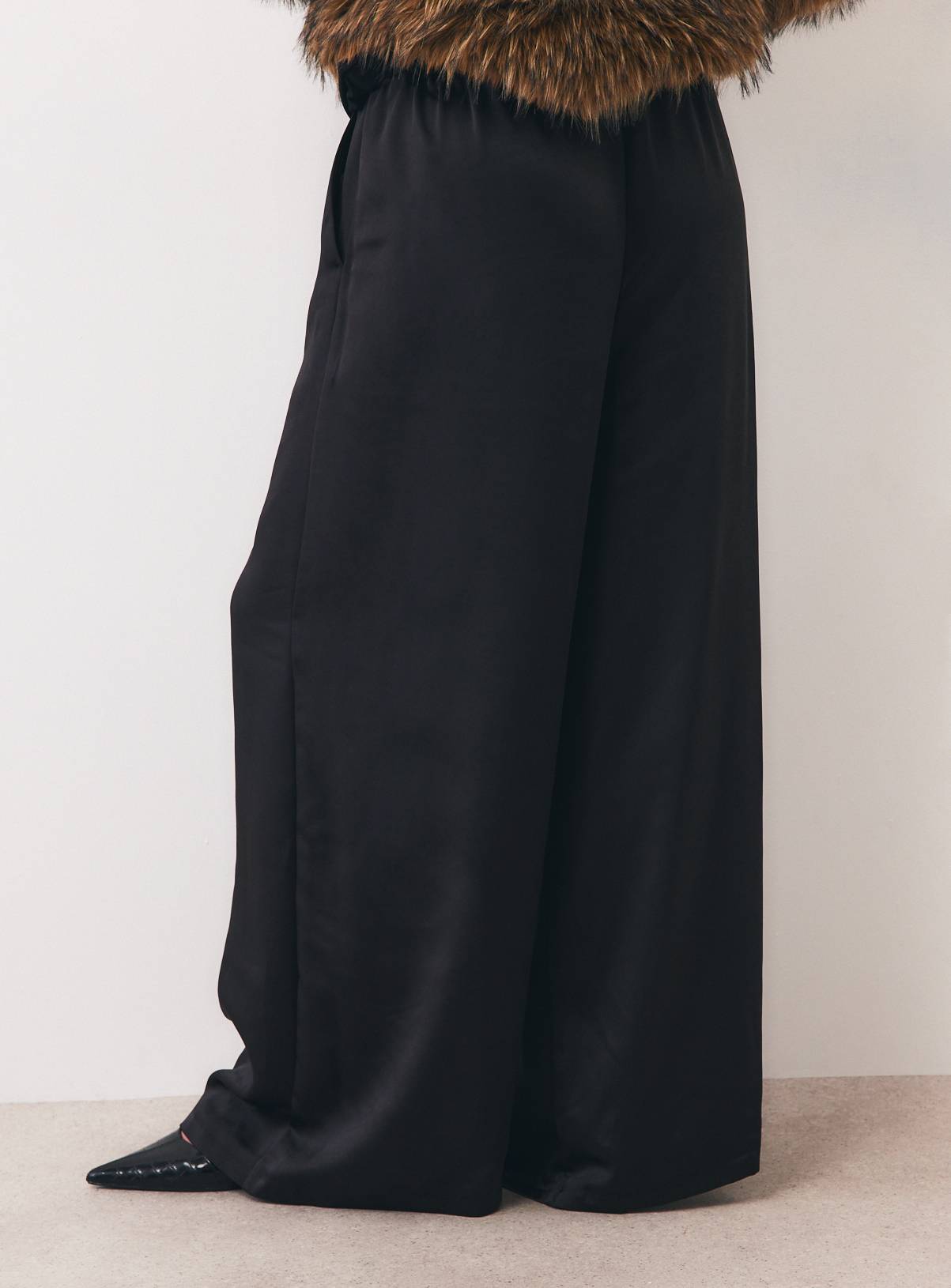 Black Satin Wide Leg Trousers 16 - Image 4