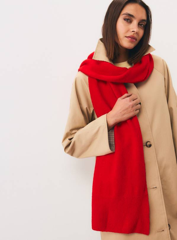 Red Knitted Scarf One Size