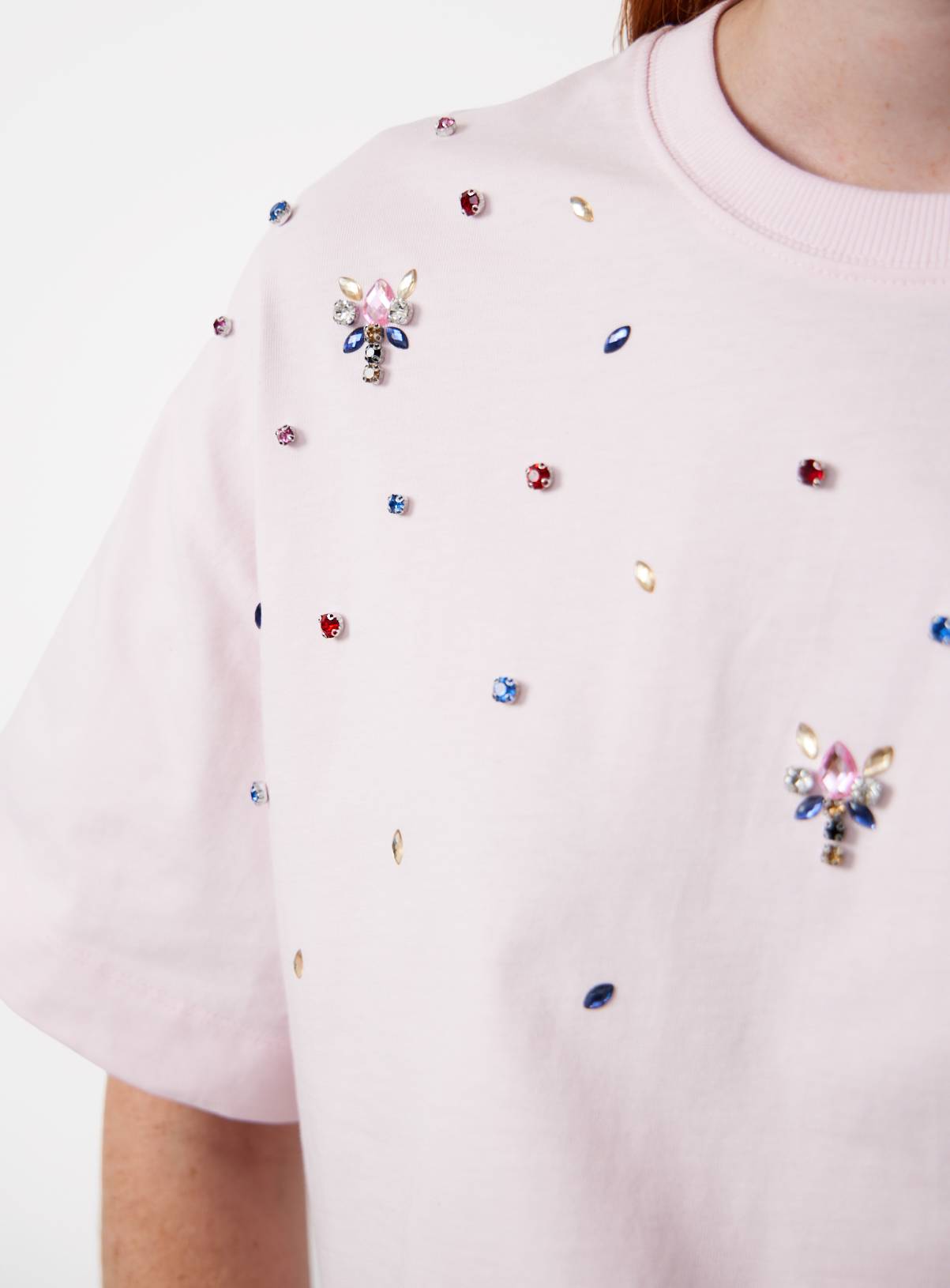 Pink Embellished Detail Boxy Fit T-Shirt L - Image 3