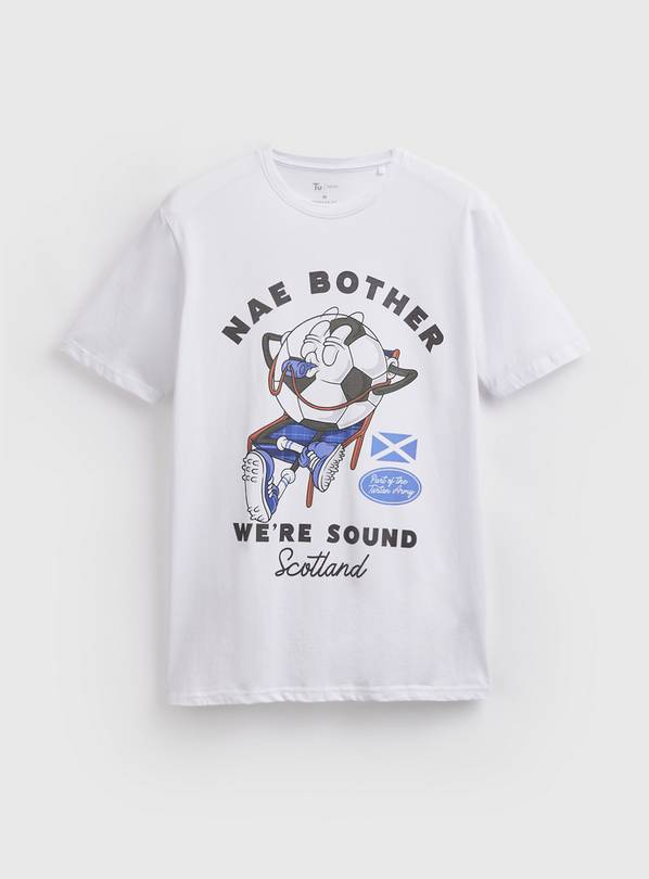 White Nae Bother Scotland Football Graphic T-Shirt XXXXL