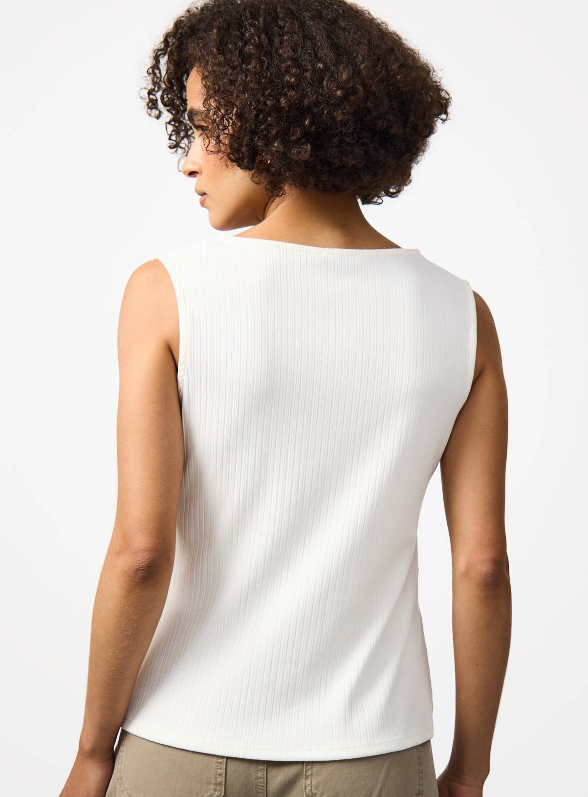 Cream Ribbed Gold Button Vest 22 - Image 4