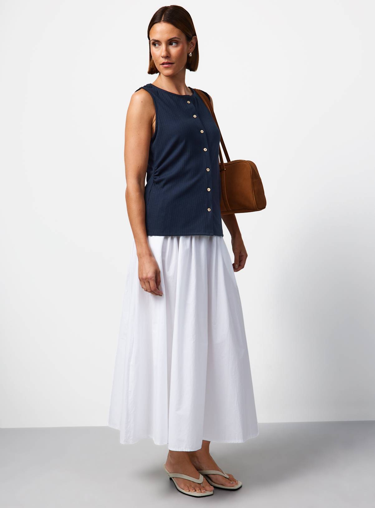 Navy Gold Button Ribbed Vest 16 - Image 2
