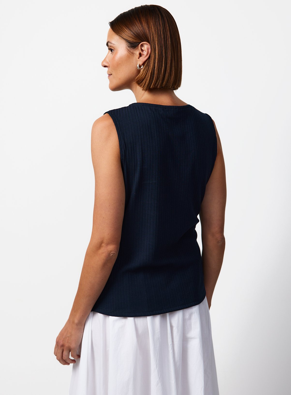Navy Gold Button Ribbed Vest 16 - Image 4 thumbnail