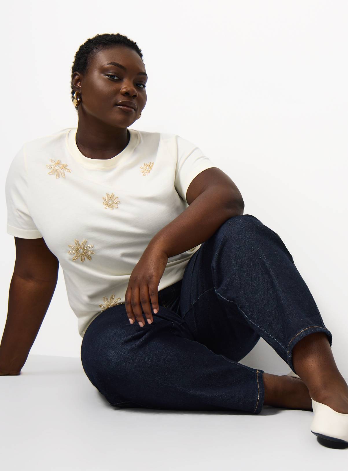 Cream Sun Embellished Regular Fit Short Sleeve T-Shirt 16 - Image 2