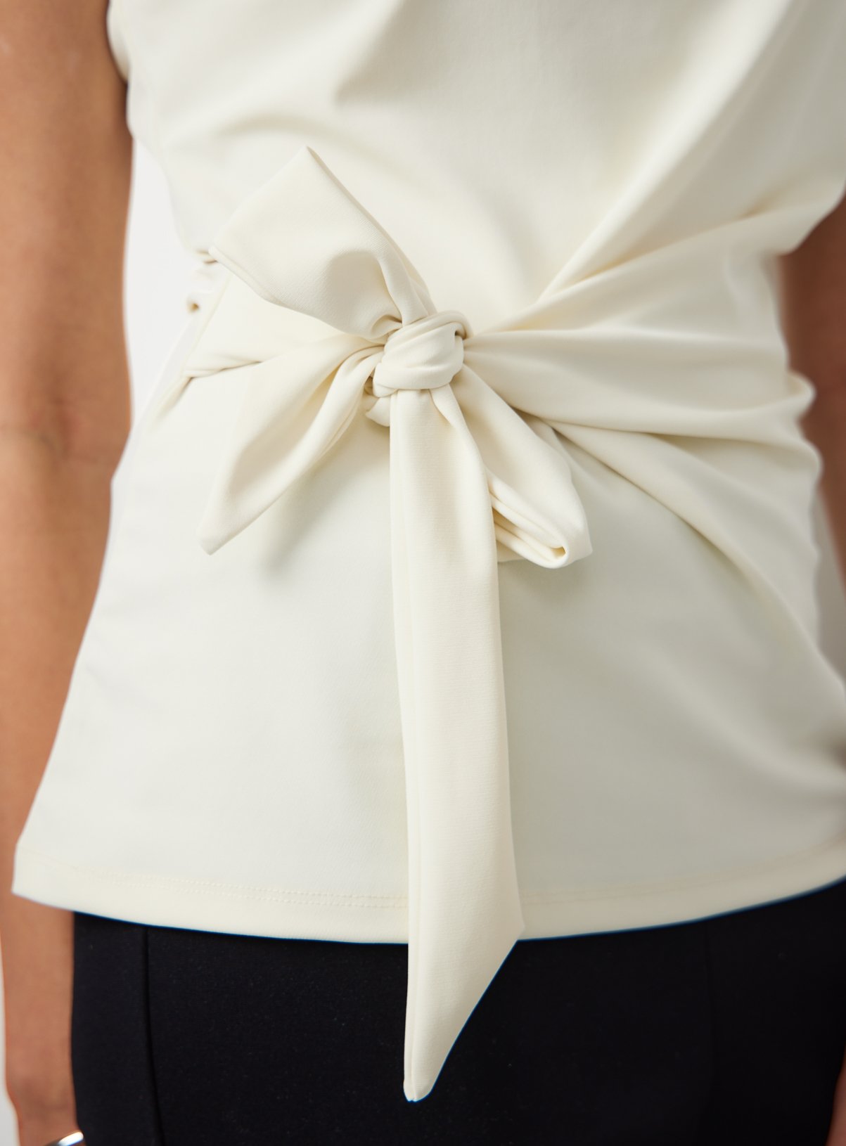Cream Drapey Sleeveless Side Tie Detail Top 6 - Image 3 thumbnail