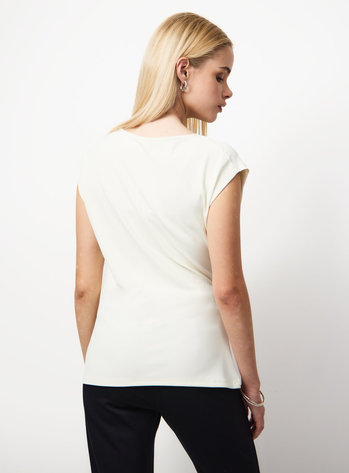 Cream Drapey Sleeveless Side Tie Detail Top 6 - Image 4 thumbnail