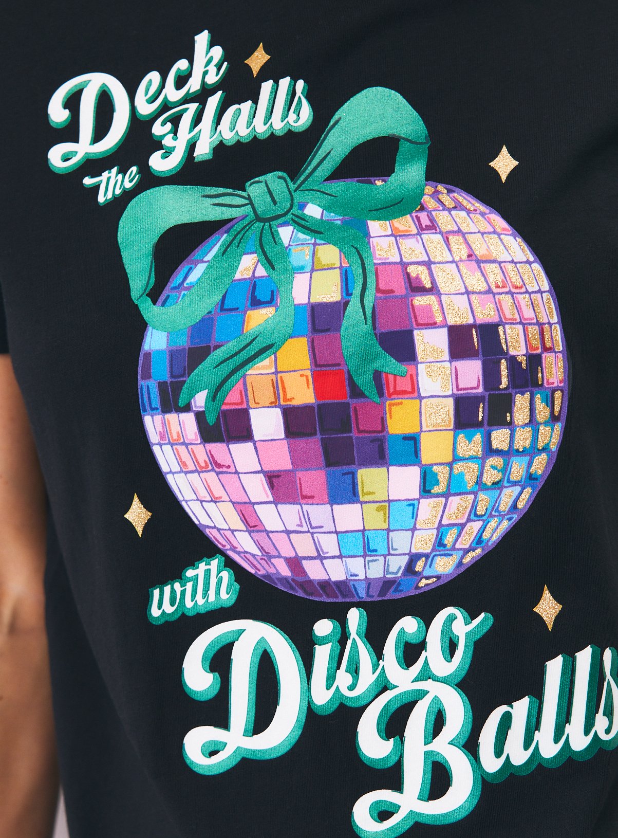 Christmas Disco Ball Crewneck T-Shirt 6 - Image 2 thumbnail