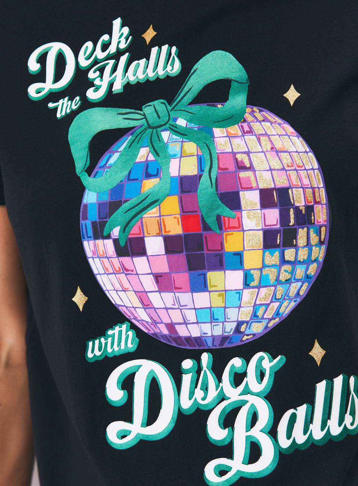 Christmas Disco Ball Crewneck T-Shirt 6 - Image 2