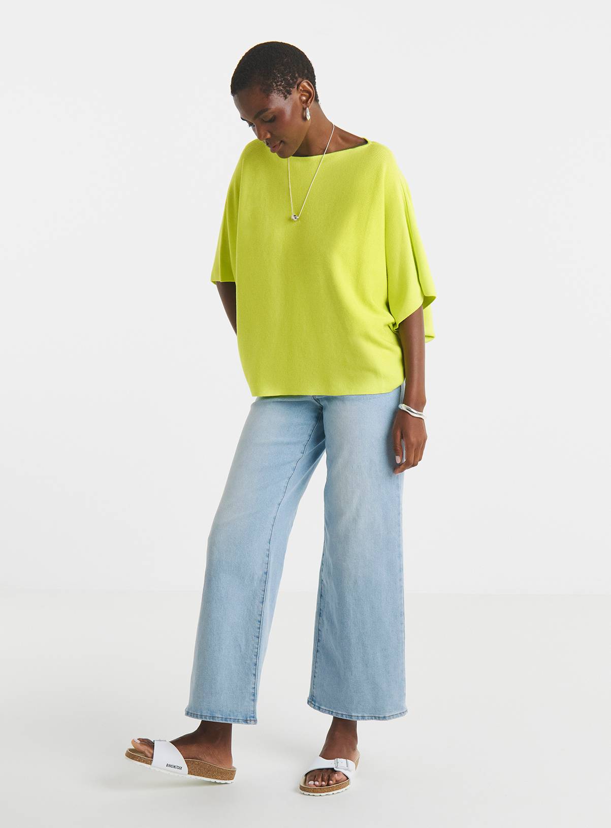 JD WILLIAMS Lime Batwing Knitted Jumper 28-30 - Image 3
