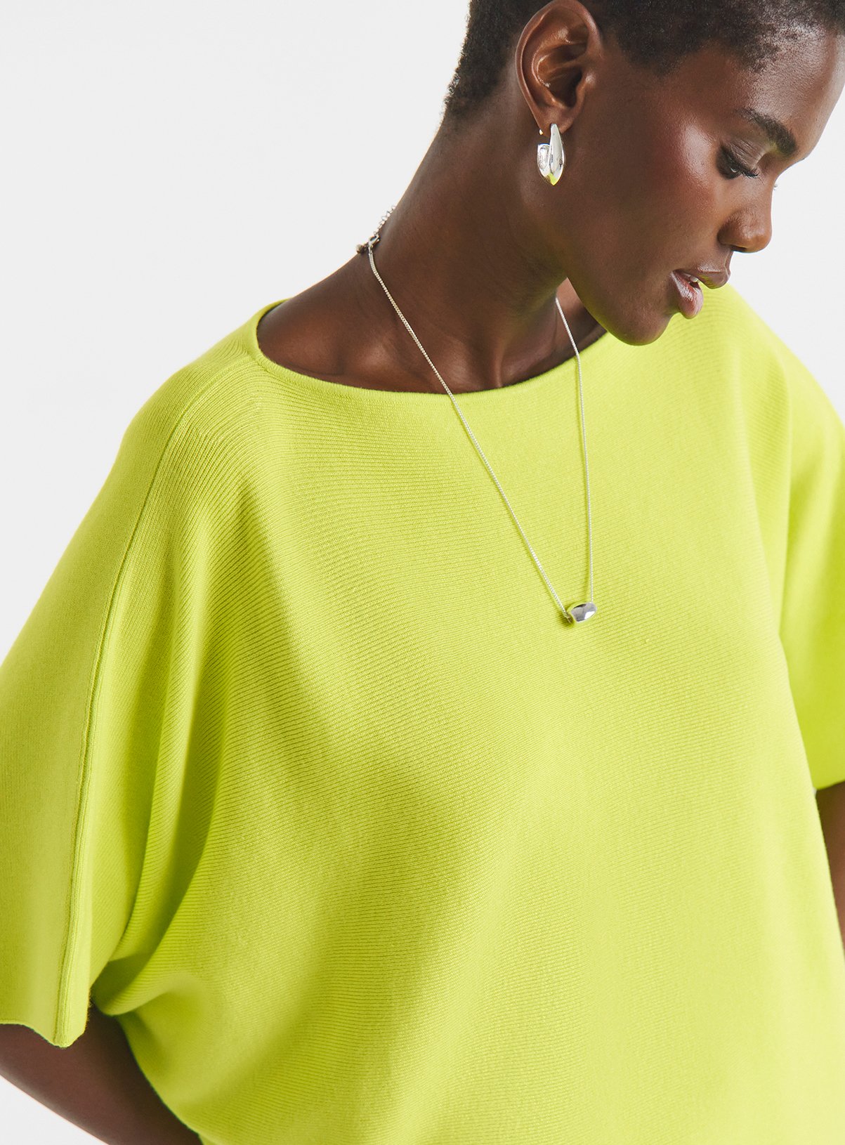 JD WILLIAMS Lime Batwing Knitted Jumper 28-30 - Image 4 thumbnail