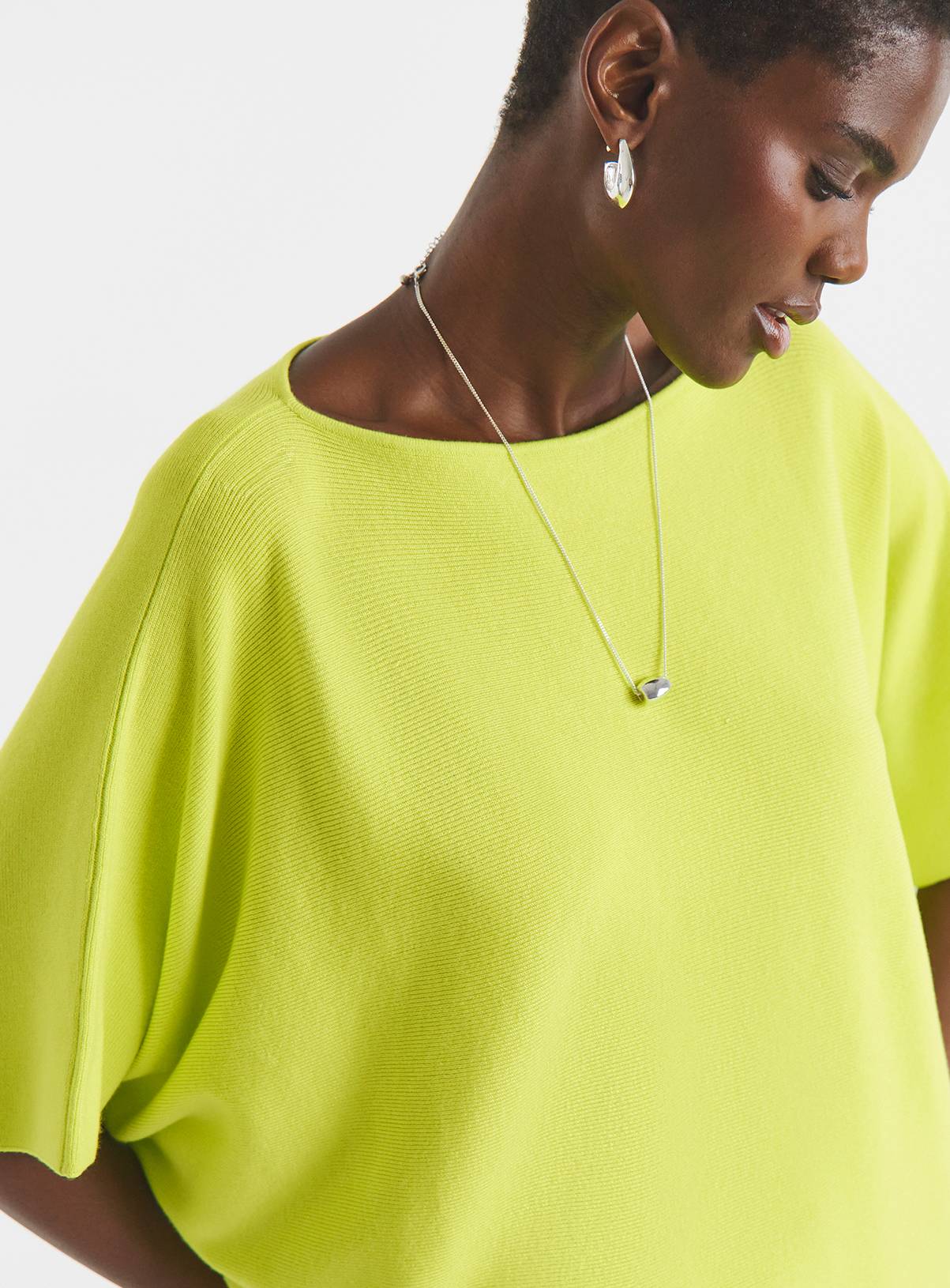 JD WILLIAMS Lime Batwing Knitted Jumper 28-30 - Image 4