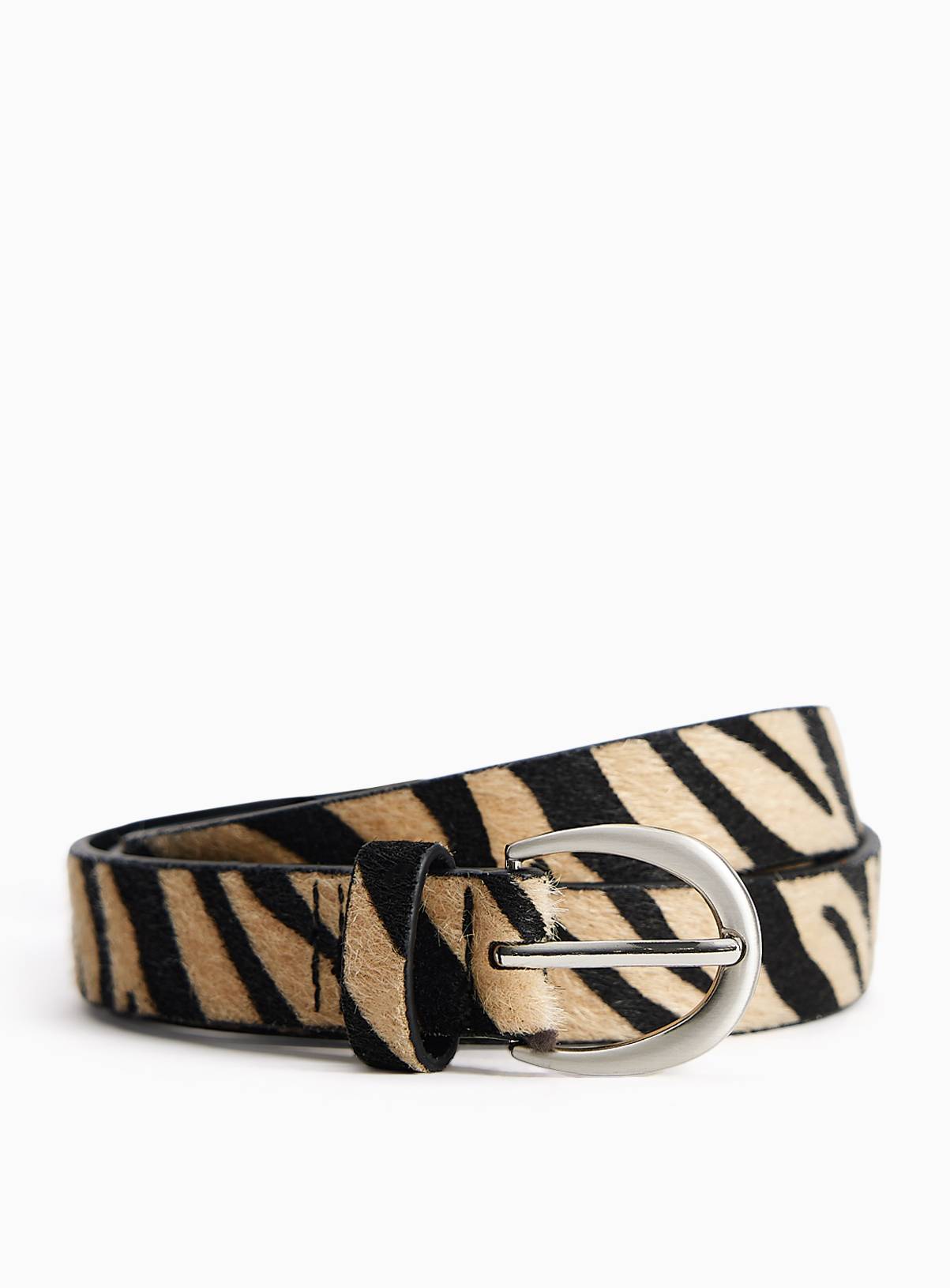 Zebra Print Faux Pony Skin Belt M - Image 1