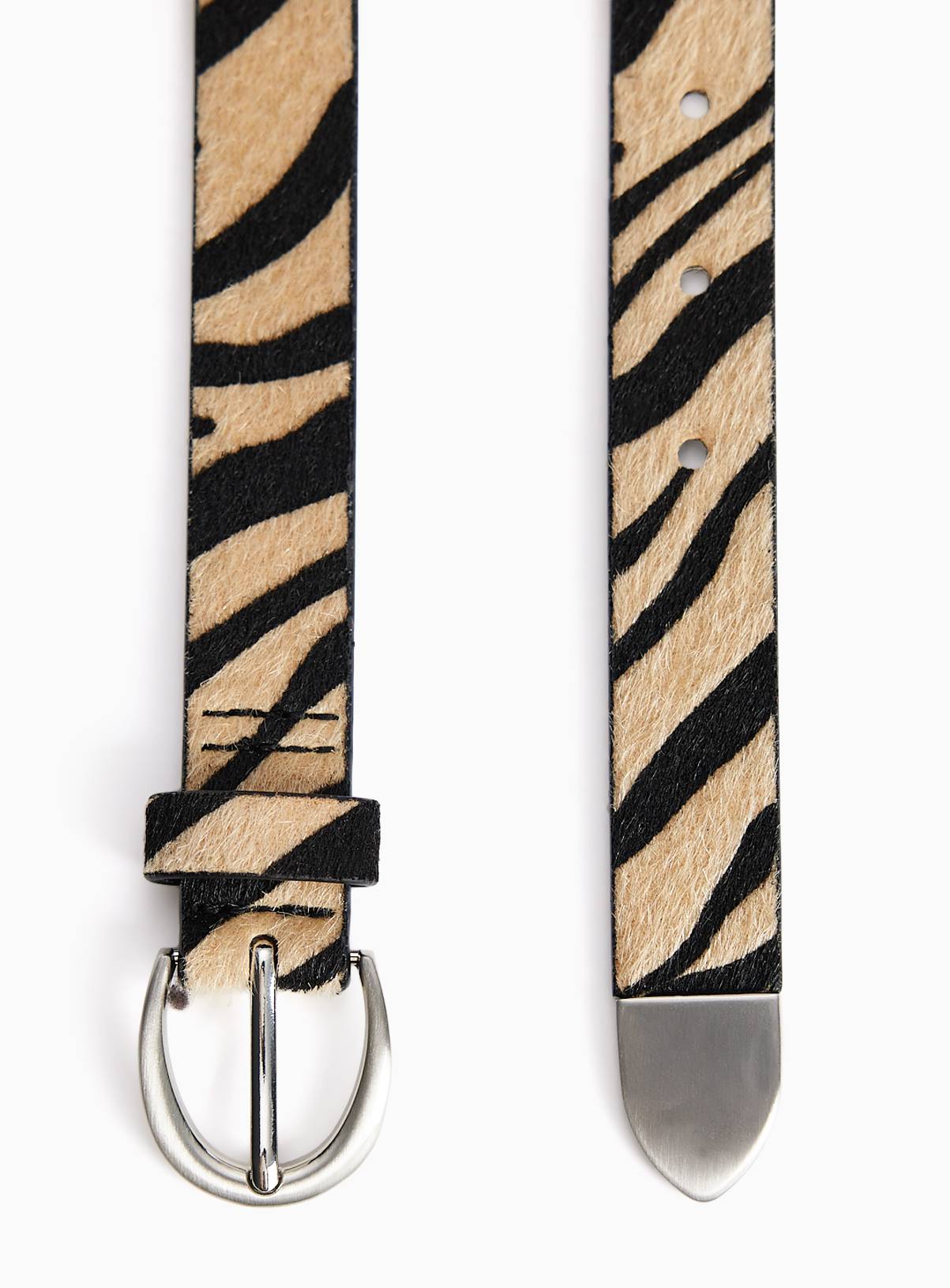 Zebra Print Faux Pony Skin Belt M - Image 2