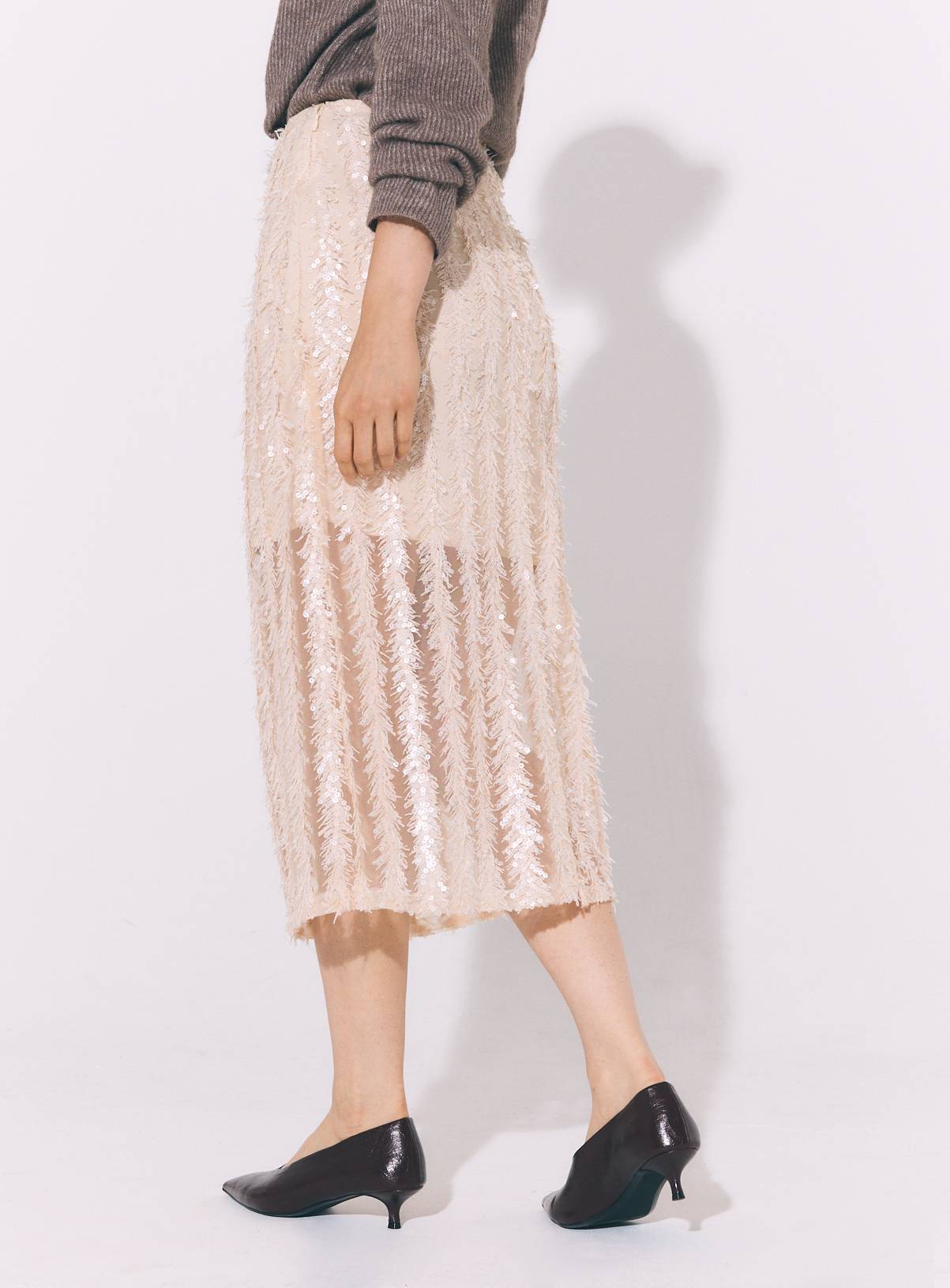 Neutral Sequin Tassel Midi Skirt 24 - Image 6