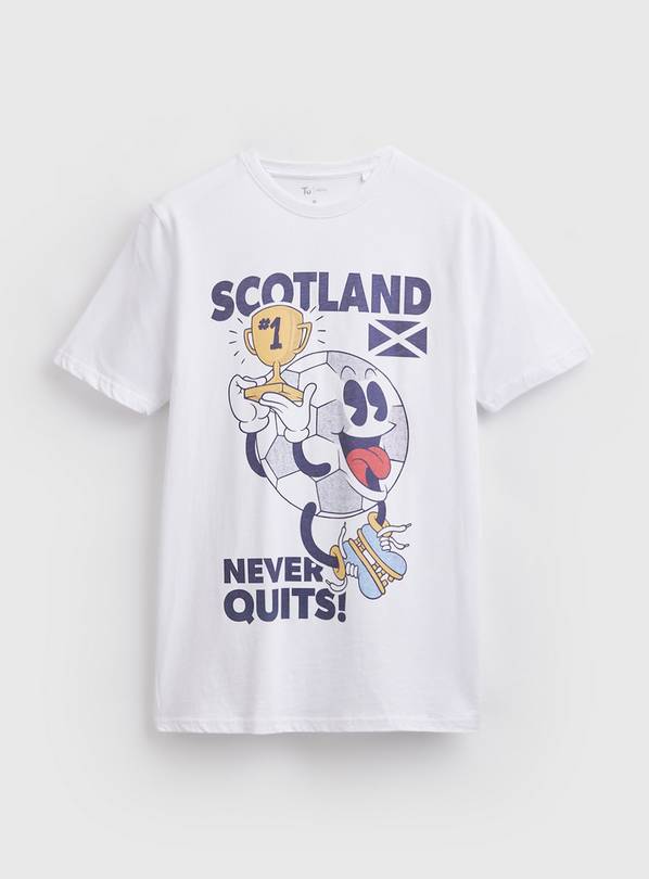 White Scotland Never Quits Football Graphic T-Shirt XXXXL