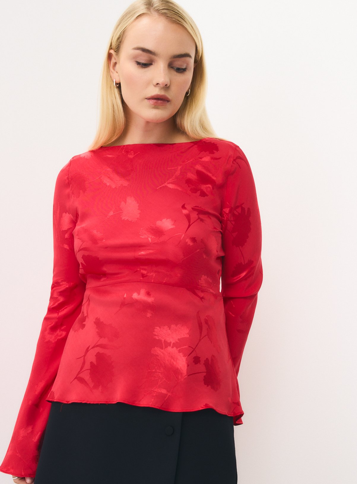 Red Satin Jacquard Drawstring Top 18 - Image 2 thumbnail