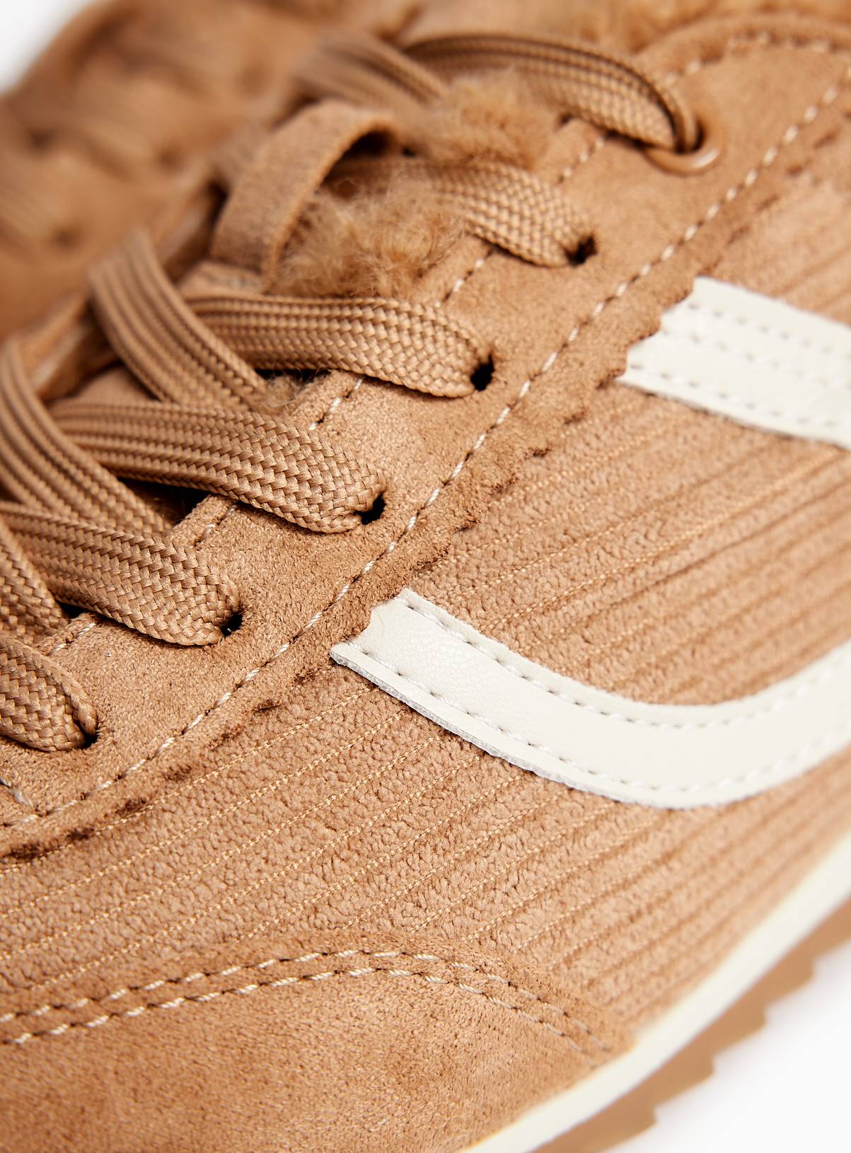 Neutral Borg Lined Retro Trainers 3 - Image 3