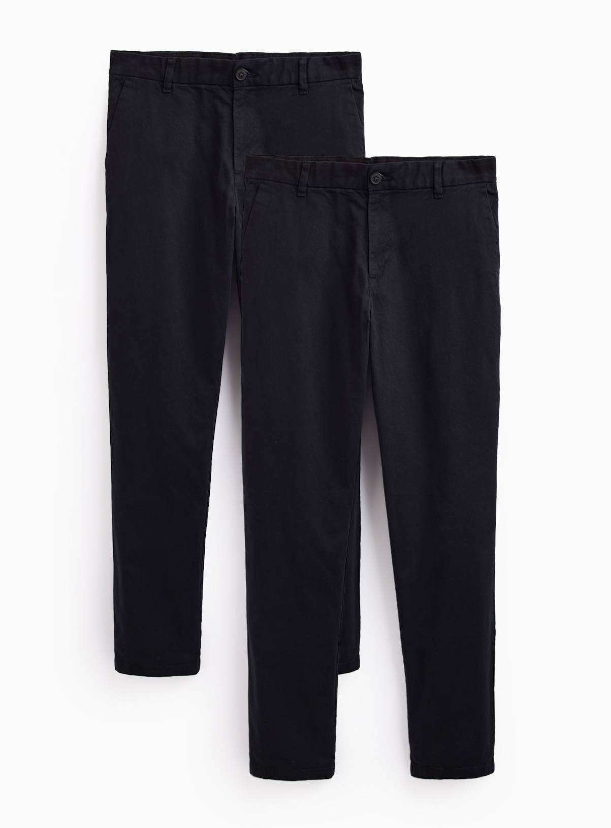 Black Stretch Regular Fit Chinos 2-Pack 44R - Image 3