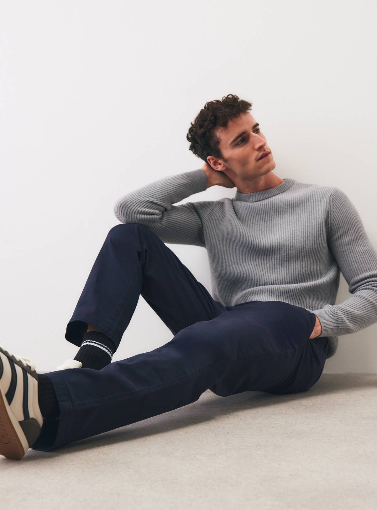 Navy Stretch Regular Fit Chinos 2-Pack 38R - Image 1