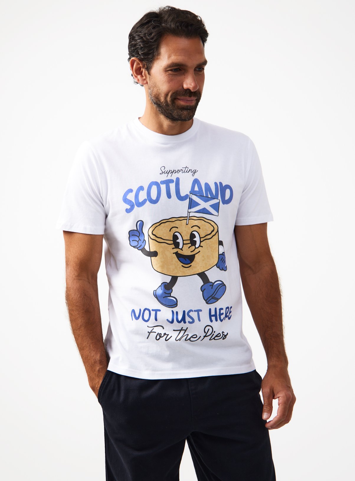 White Pie Scotland Football Graphic T-Shirt L - Image 1 thumbnail