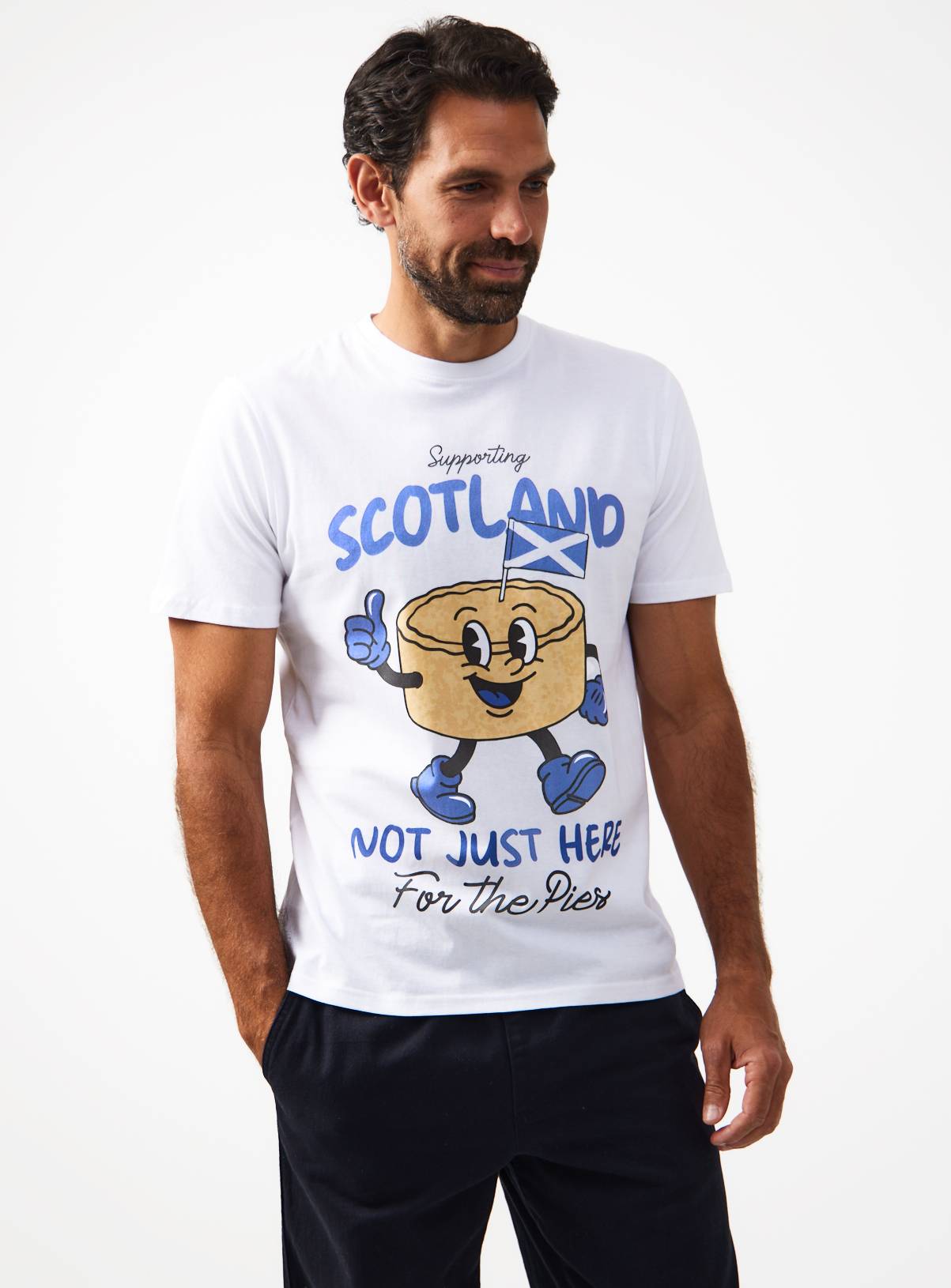 White Pie Scotland Football Graphic T-Shirt L - Image 1