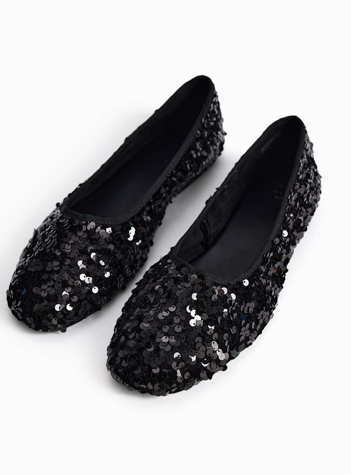 Black Sequin High Vamp Ballerina Flats 5 - Image 1