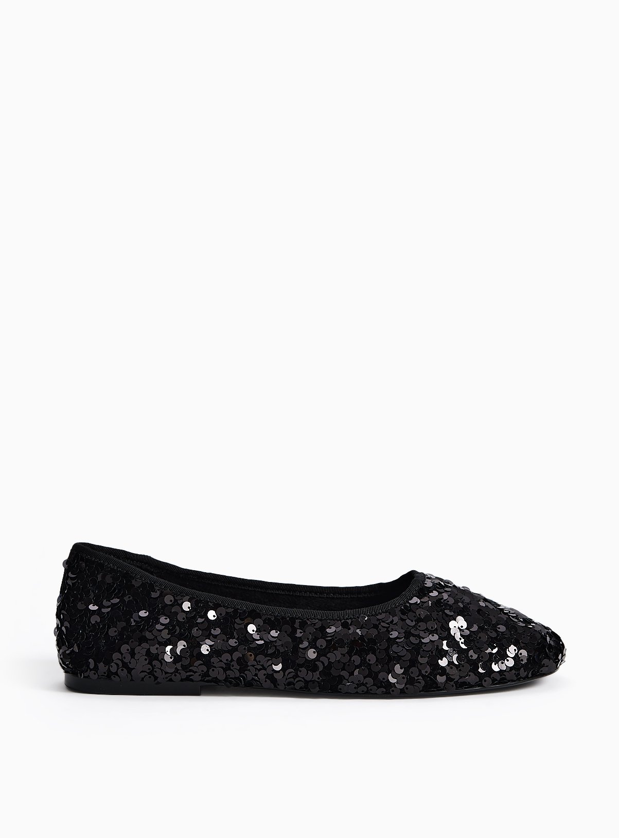 Black Sequin High Vamp Ballerina Flats 5 - Image 2 thumbnail