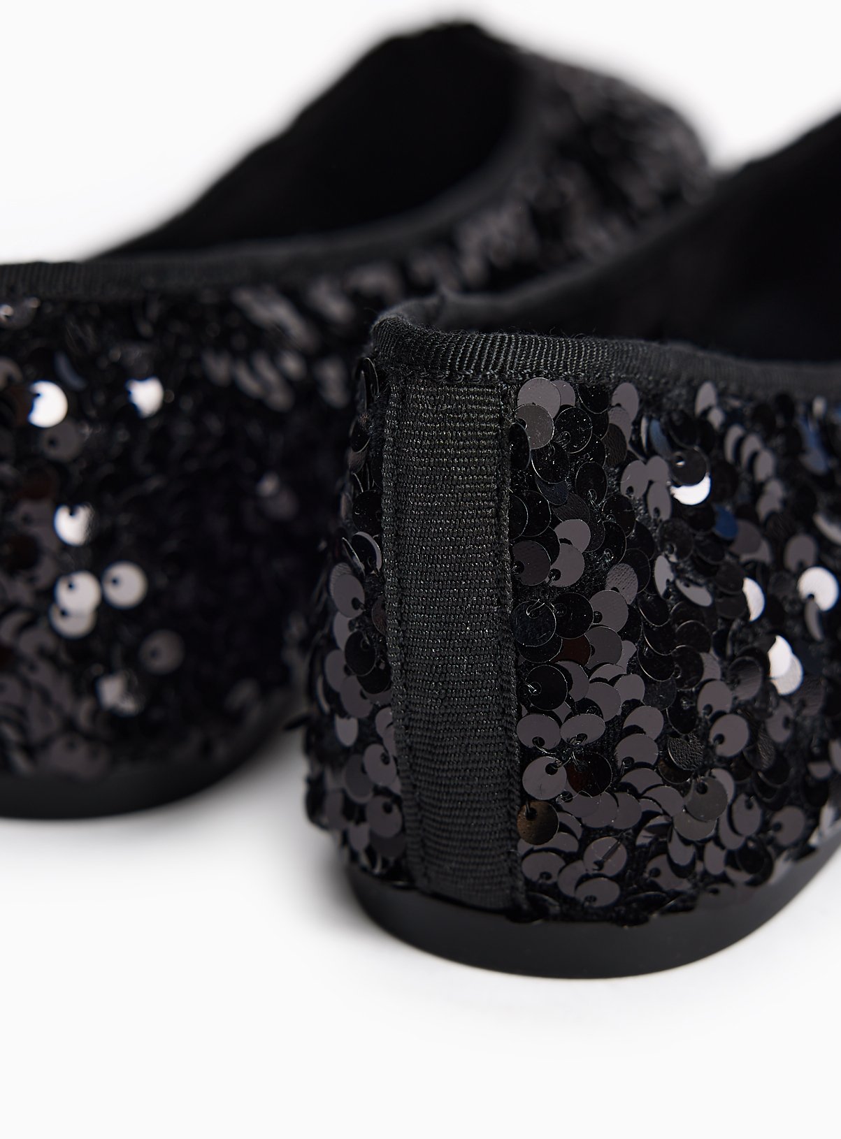 Black Sequin High Vamp Ballerina Flats 5 - Image 4 thumbnail