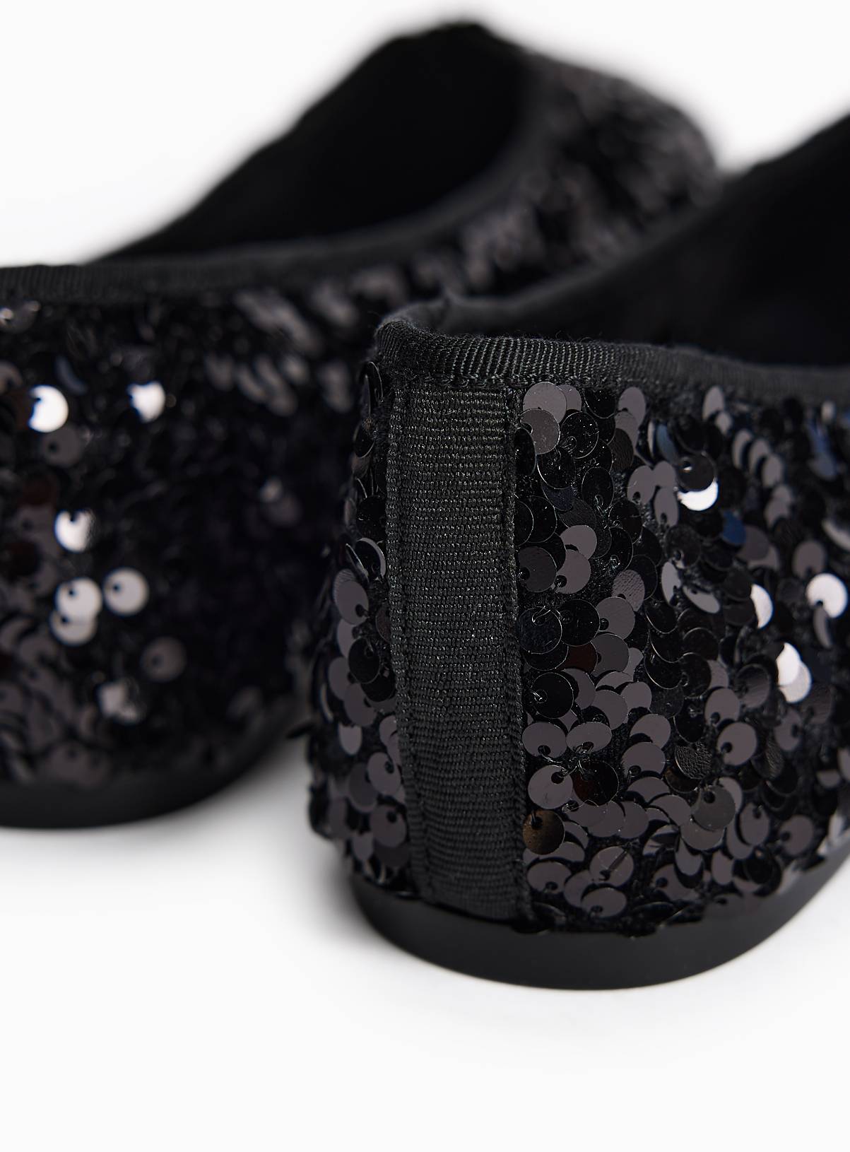 Black Sequin High Vamp Ballerina Flats 5 - Image 4