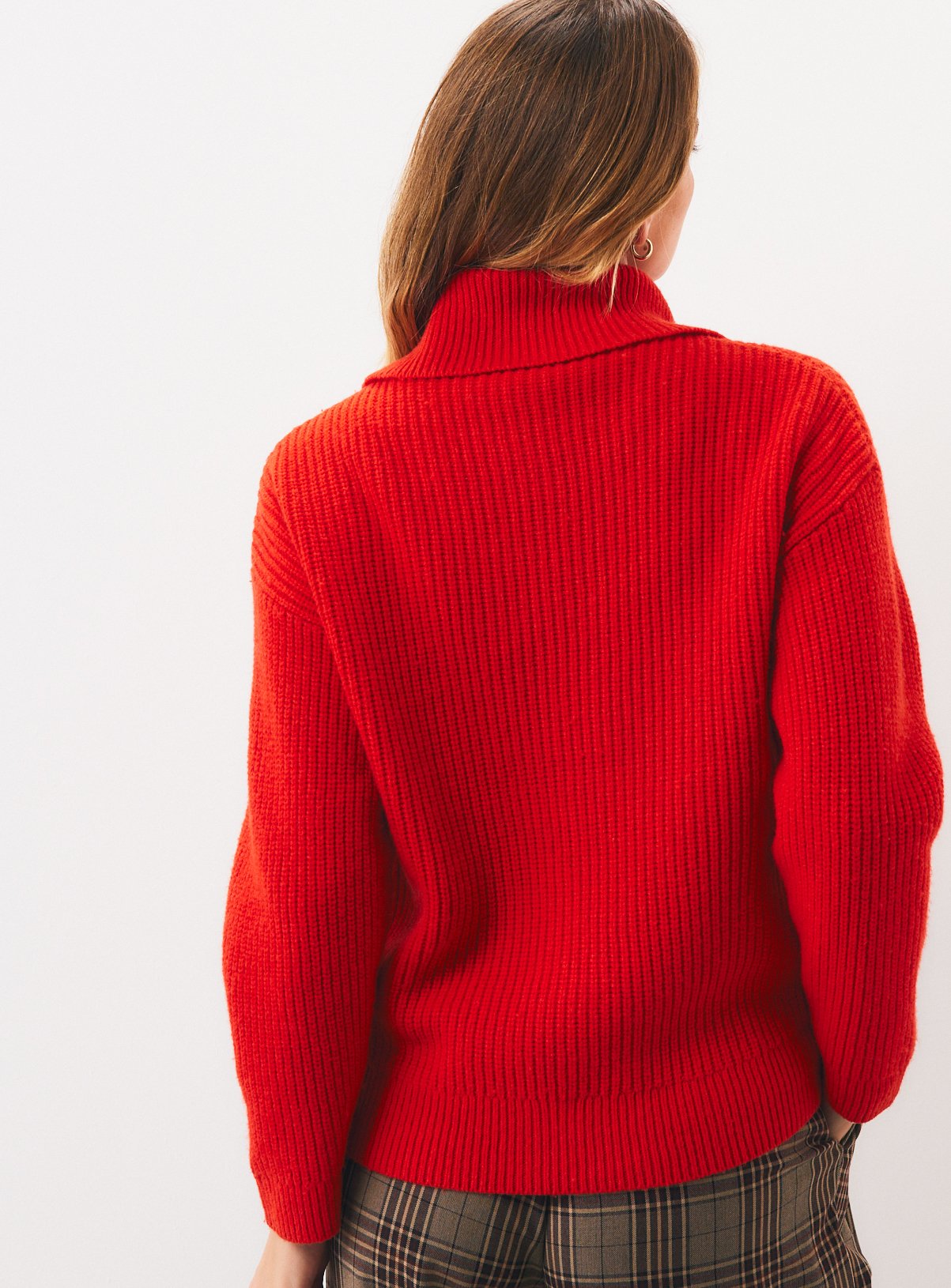 Red Premium Lambswool Zip-Through Cardigan S - Image 4 thumbnail