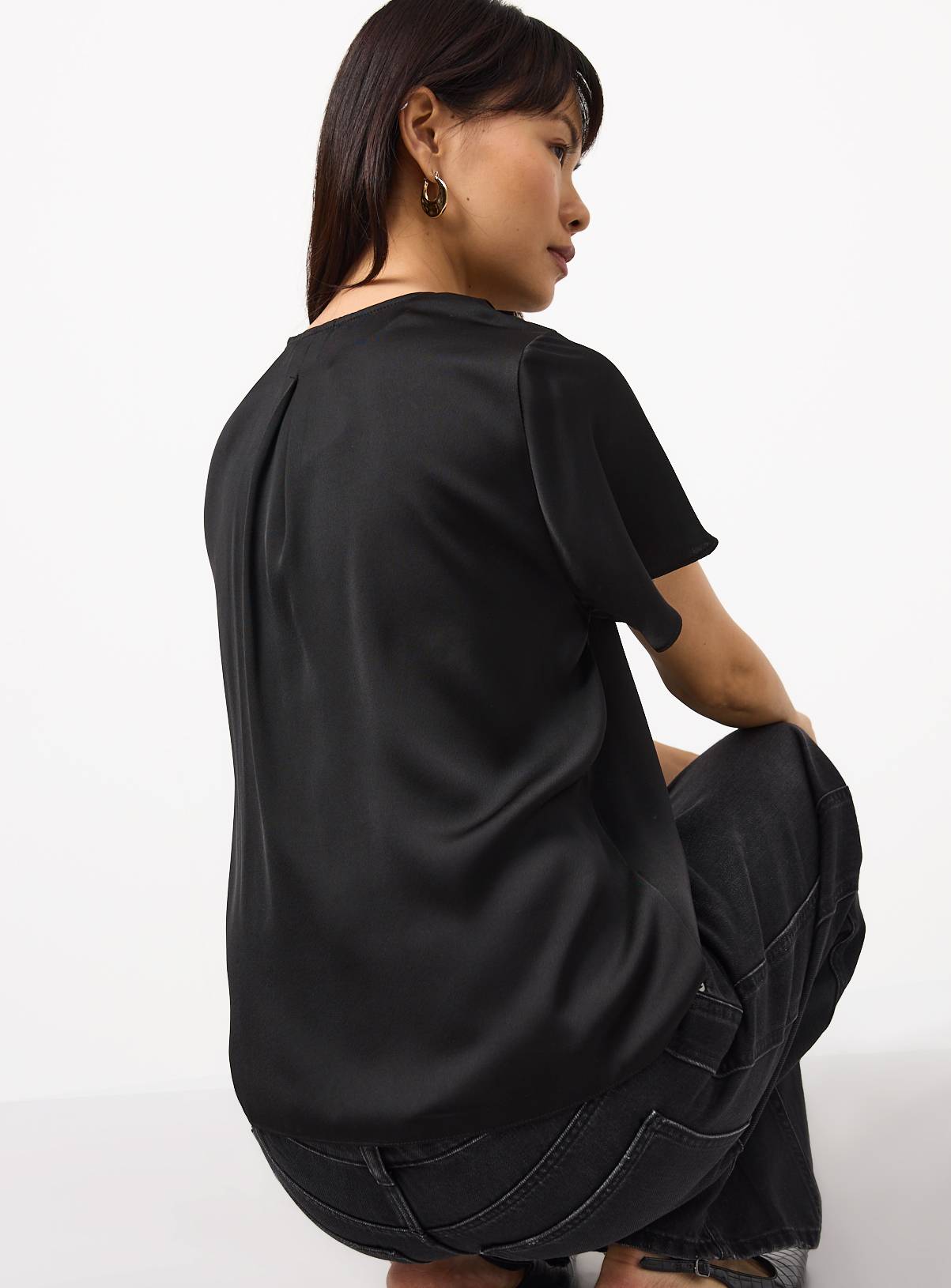 Black Pleated Button Front Top 14 - Image 4
