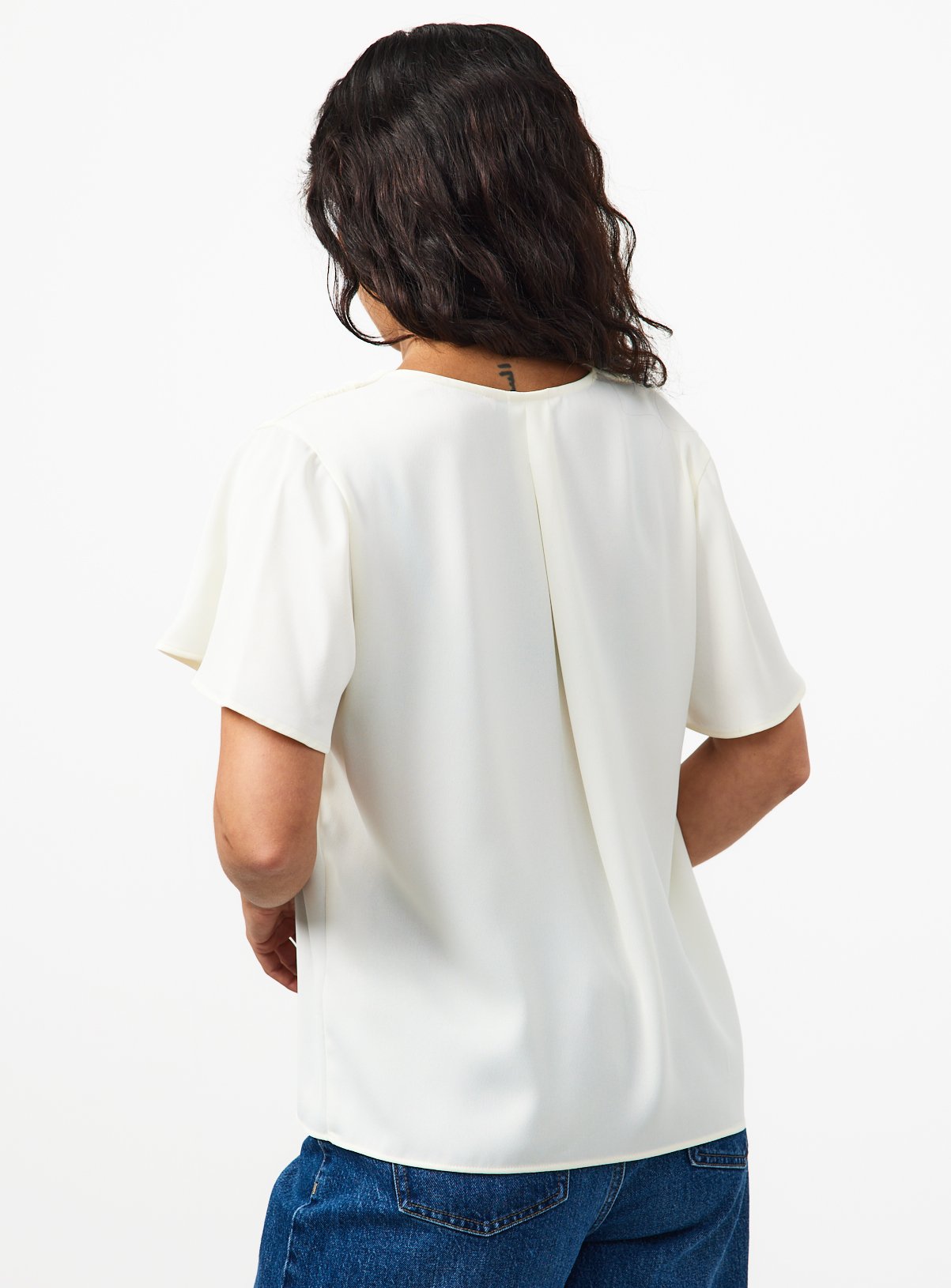 Cream Pleated Button Front Top 22 - Image 4 thumbnail